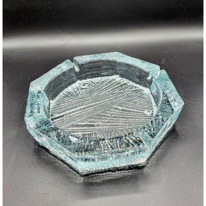Blenko #703 Mid-century Iceblock Textured Geometric Cigar Ashtray 9.5"